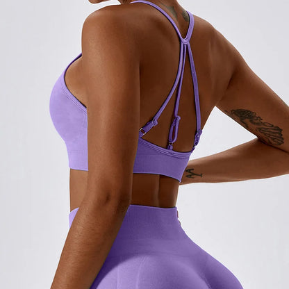 Hochgeschlossener Sport-BH mit Offenem Rücken für Damen – Stilvolles Yoga-Tanktop