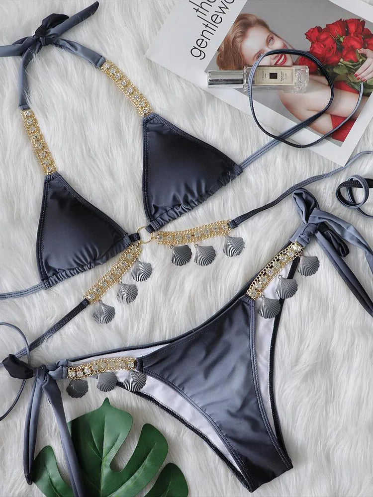 Shell-Diamond Bikini – luxuriös, verspielt & absolut strandtauglich