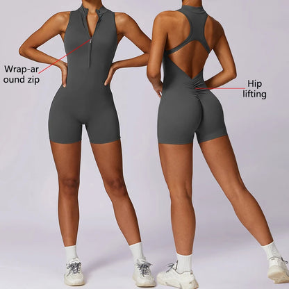 Rückenfreier Kurzer Sport-Jumpsuit – Sexy, Sportlich & Bequem