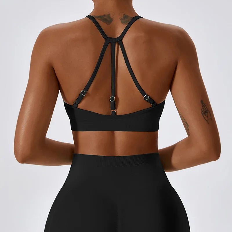 Hochgeschlossener Sport-BH mit Offenem Rücken für Damen – Stilvolles Yoga-Tanktop