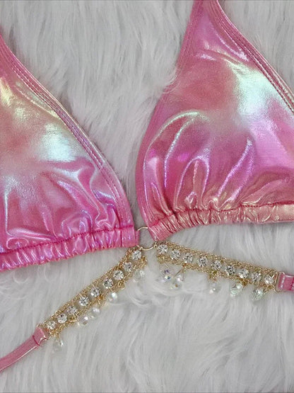 Bikini im Wet-Look mit Diamantdetails – auffällig, edgy & verführerisch