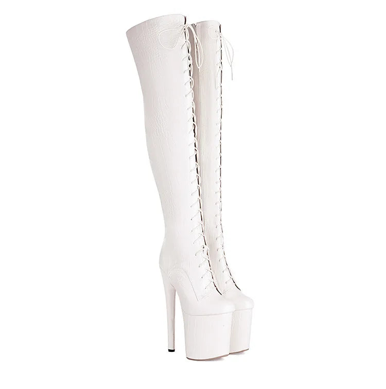 Sexy Oberschenkelhohe Stiefel mit Plattform & Schnürung – Für deinen großen Auftritt