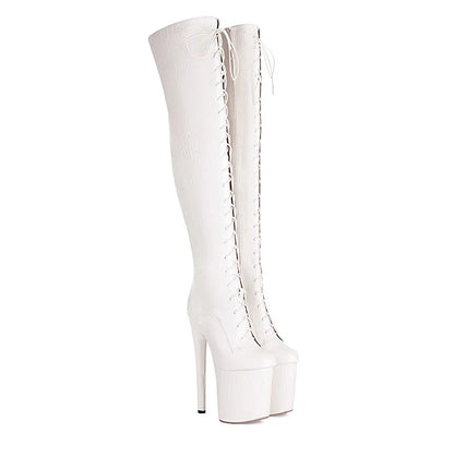 Sexy Oberschenkelhohe Stiefel mit Plattform & Schnürung – Für deinen großen Auftritt