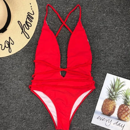 Tiefer V-Ausschnitt Monokini – elegant gewickelt & sexy zugleich