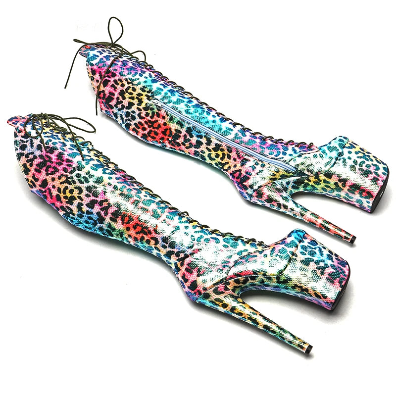Leecabe Colorful Leopard Platform Boots – wild, bold & made to move