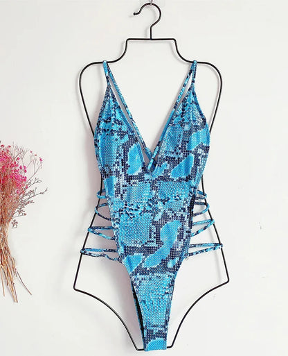 Schlangenprint Monokini – sexy, rückenfrei & mit wildem Charakter