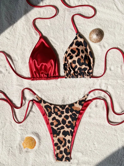 Leopard Satin Bikini-Set – wild, glänzend & ultra feminin