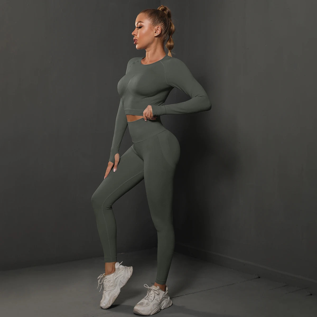 Nahtloses Sport-Set – Crop-Top & High-Waist Leggings für dein perfektes Workout