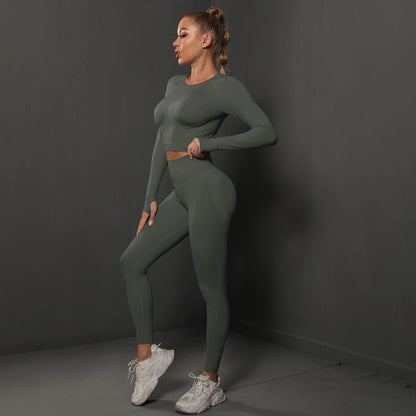 Nahtloses Sport-Set – Crop-Top & High-Waist Leggings für dein perfektes Workout