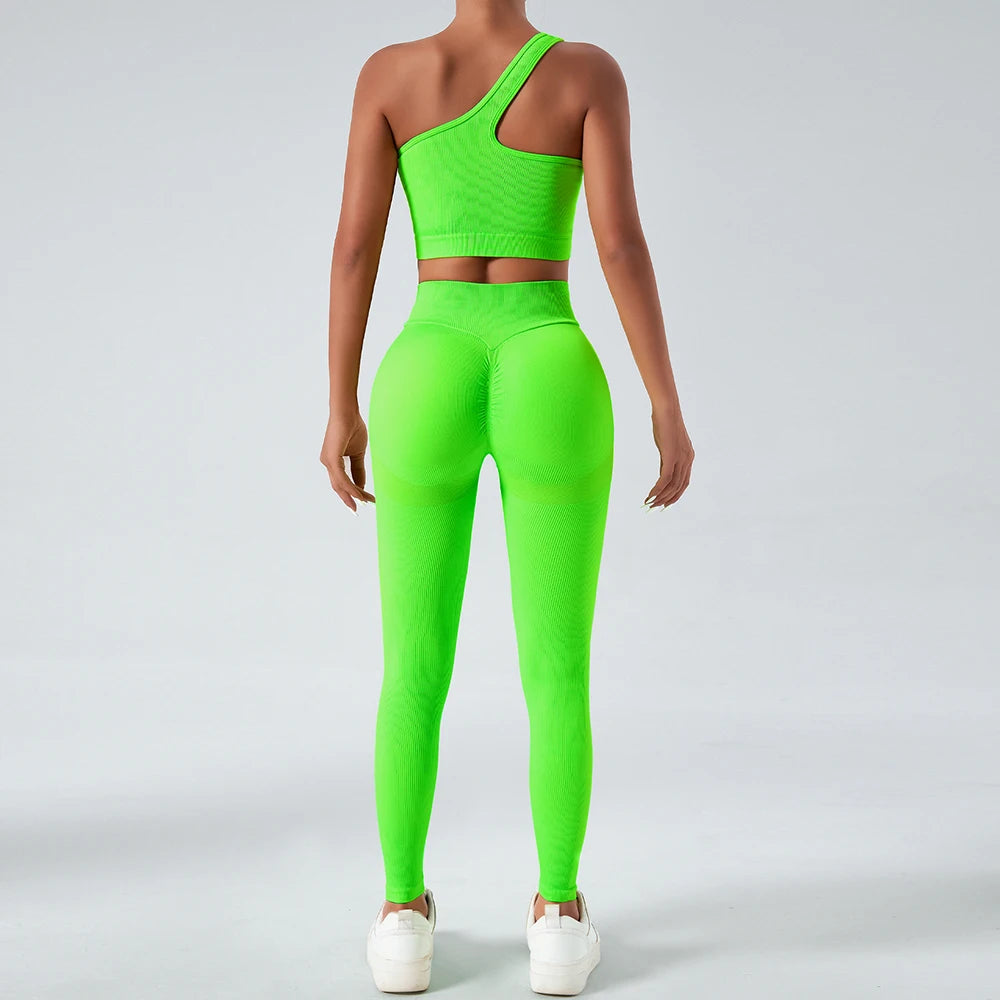 2‑teilige Komfort‑Set: Single‑Strap Yoga‑BH & High‑Waist Shorts