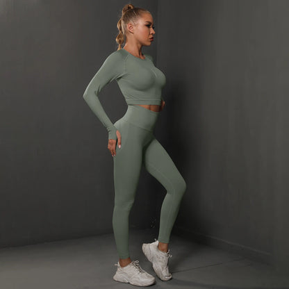 Nahtloses Sport-Set – Crop-Top & High-Waist Leggings für dein perfektes Workout