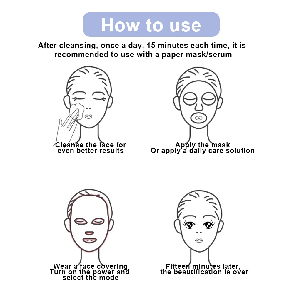 7-Farben LED-Gesichtsmaske – Photonentherapie für Hautverjüngung & Anti-Akne-Behandlung