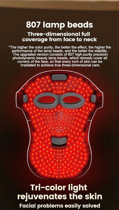 VanCostar Premium LED-Gesichtsmaske mit 807 LEDs & Rotlicht-Therapie – Dein persönliches Luxus-Spa zuhause! ✨