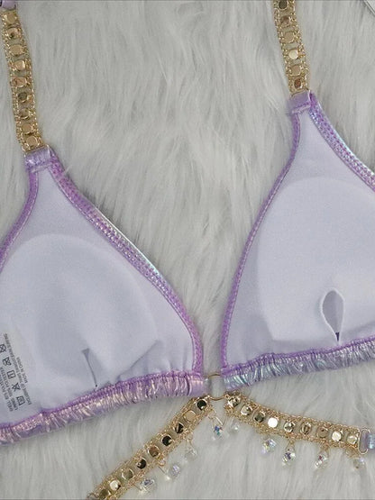 Bikini im Wet-Look mit Diamantdetails – auffällig, edgy & verführerisch