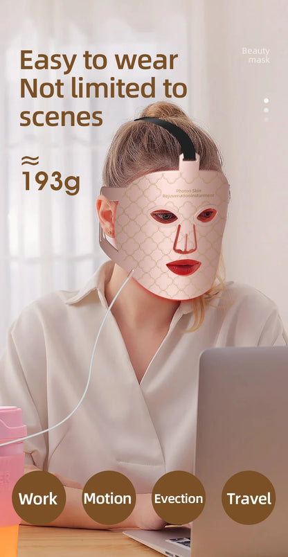 4-in-1 Rote LED-Lichttherapie Maske – Flexible Silikonmaske für Hautverjüngung & Anti-Aging