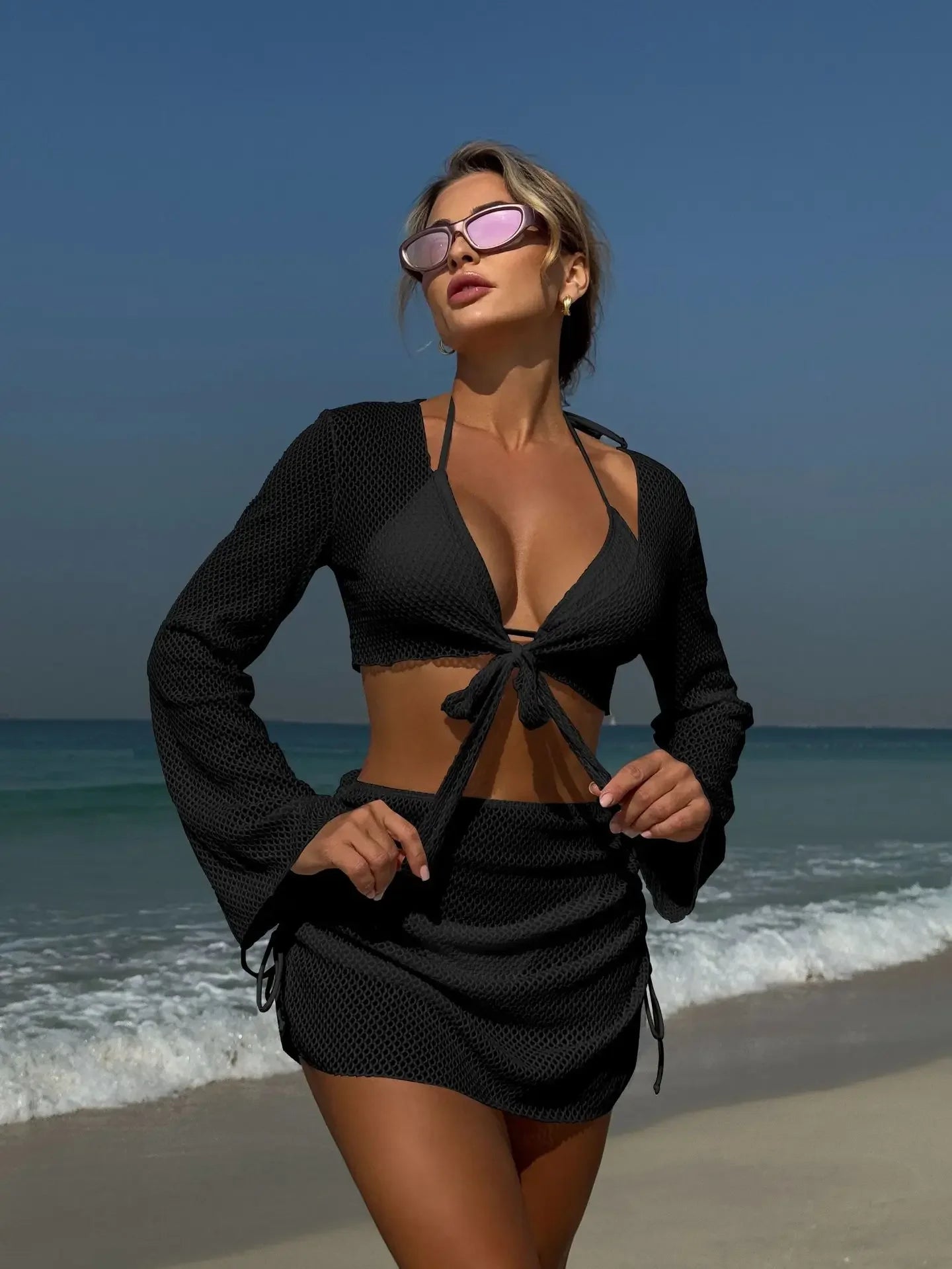 4-teiliges Fishnet Bikini-Set – stylisch, auffällig & perfekt für den Sommer