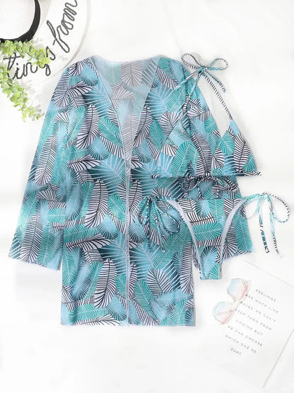 3-teiliges Bikini-Set mit Cover-Up – sommerlich, leicht & stylisch