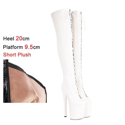 Sexy Oberschenkelhohe Stiefel mit Plattform & Schnürung – Für deinen großen Auftritt