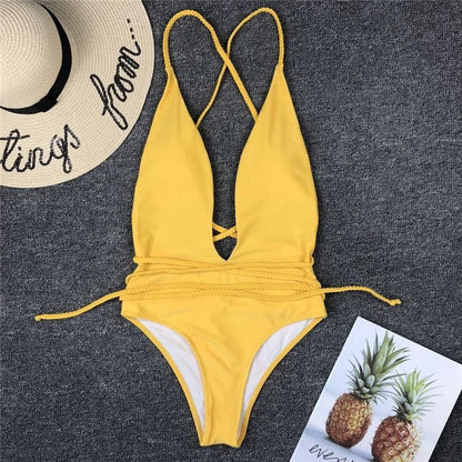 Tiefer V-Ausschnitt Monokini – elegant gewickelt & sexy zugleich
