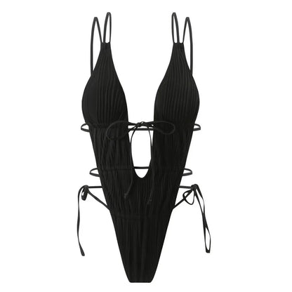 Rückenfreier Cut-Out-Badeanzug mit Bandage-Style – für heiße Strandtage