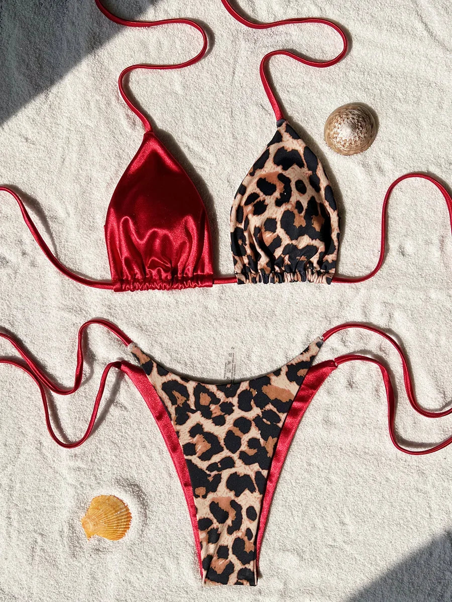 Leopard Satin Bikini-Set – wild, glänzend & ultra feminin