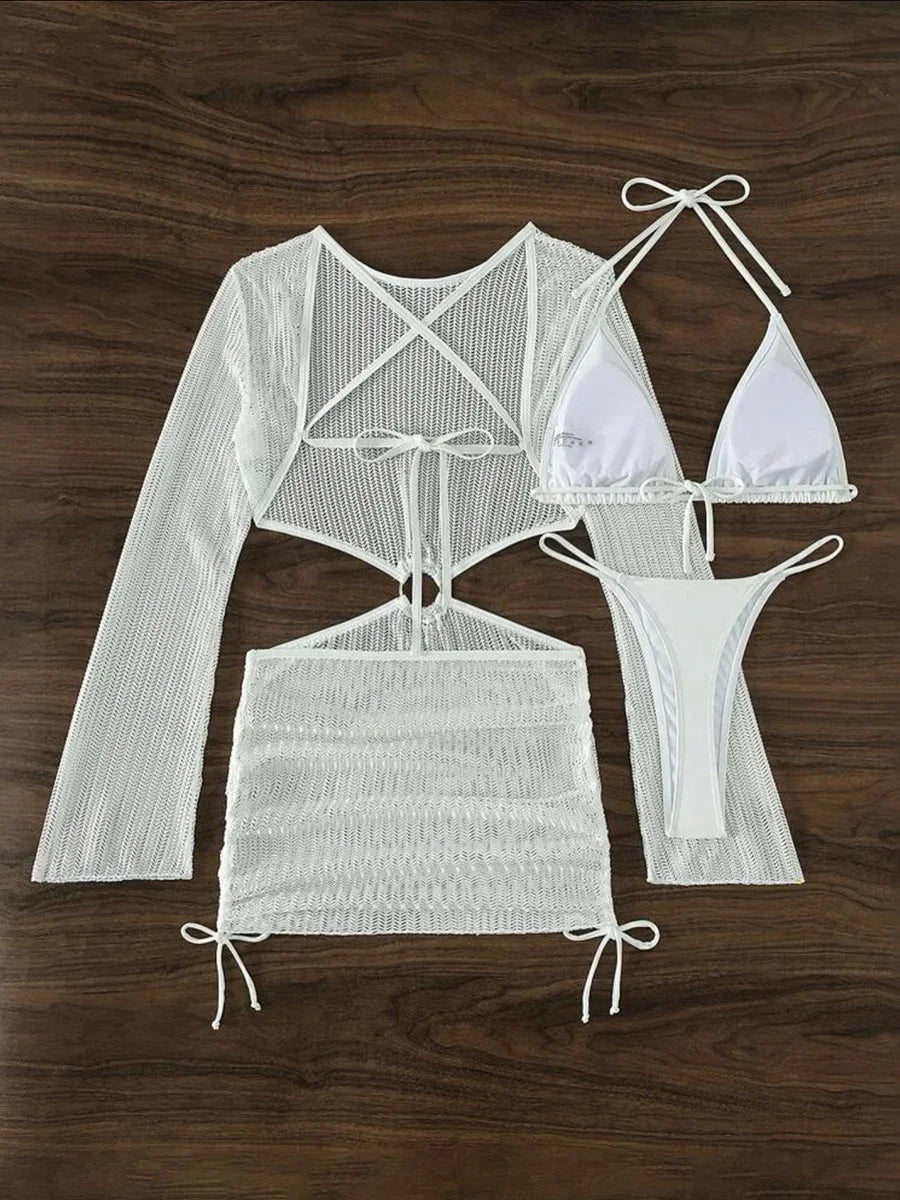 Bikini-Set mit Mesh Cover-Up – sexy, vielseitig & perfekt für deinen Beach-Look