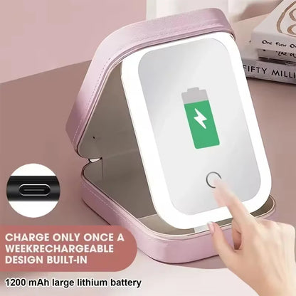 Wiederaufladbarer LED-Schminkspiegel mit Kosmetik-Aufbewahrungsbox – Perfekt organisiert & ready to glow! ✨💄