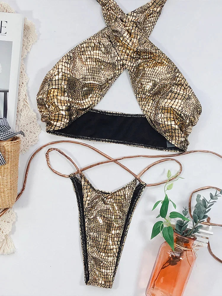 Schlangenhaut Bikini-Set – wild, sexy & ultra feminin