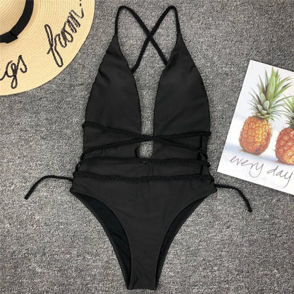 Tiefer V-Ausschnitt Monokini – elegant gewickelt & sexy zugleich