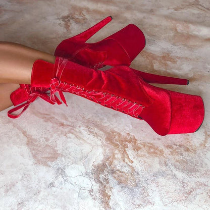 Velvet Lace-Up Booties – Sexy. Strong. Show-Ready.