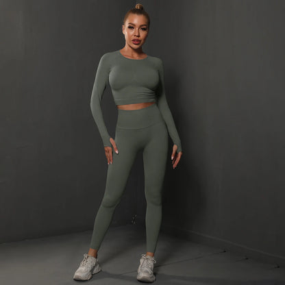 Nahtloses Sport-Set – Crop-Top & High-Waist Leggings für dein perfektes Workout