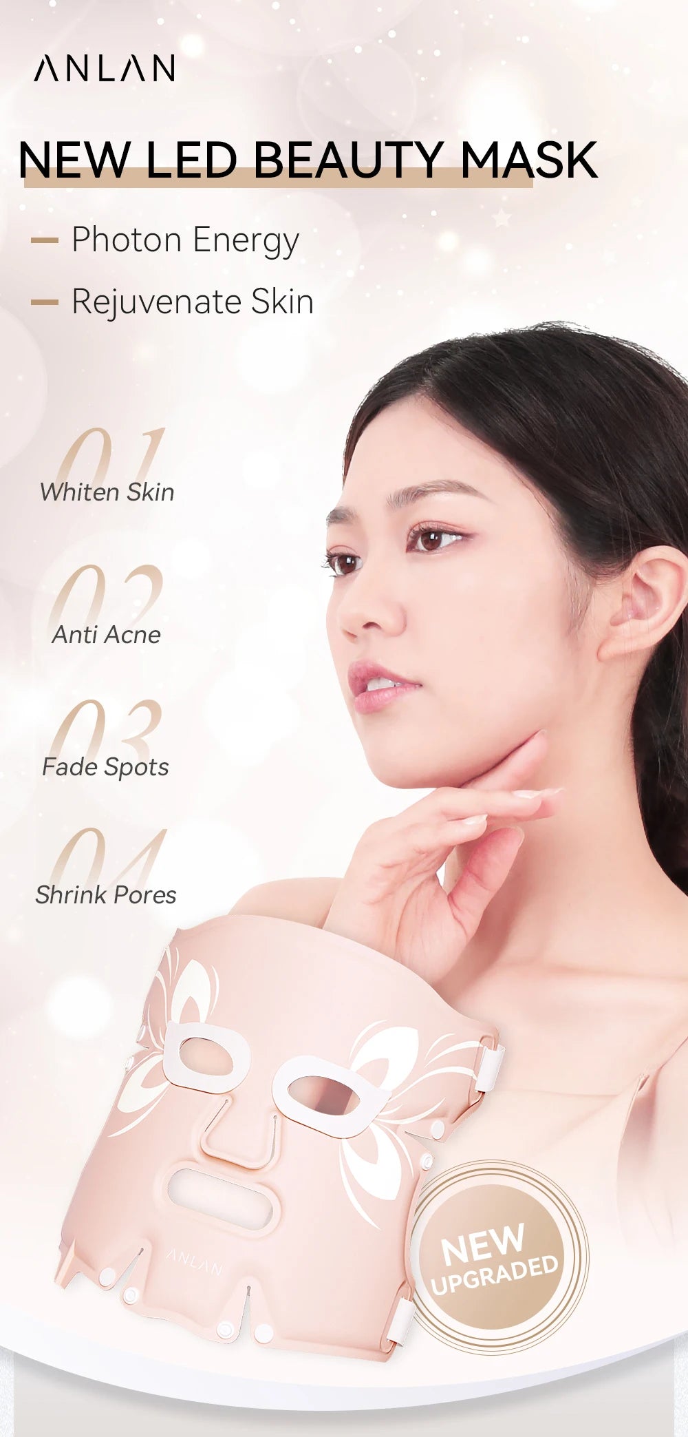 ANLAN LED Gesichtsmaske – 5 Farben für strahlend schöne Haut ✨