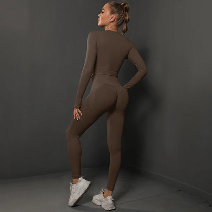 Nahtloses Sport-Set – Crop-Top & High-Waist Leggings für dein perfektes Workout