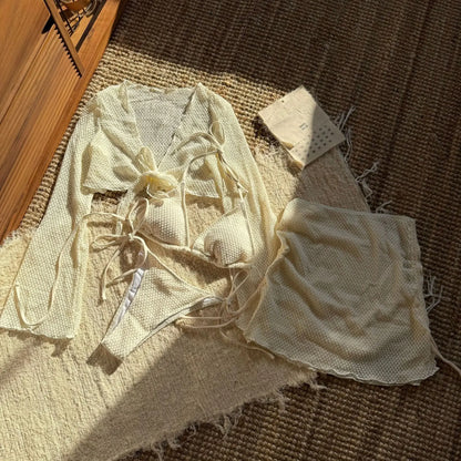 4-teiliges Fishnet Bikini-Set – stylisch, auffällig & perfekt für den Sommer