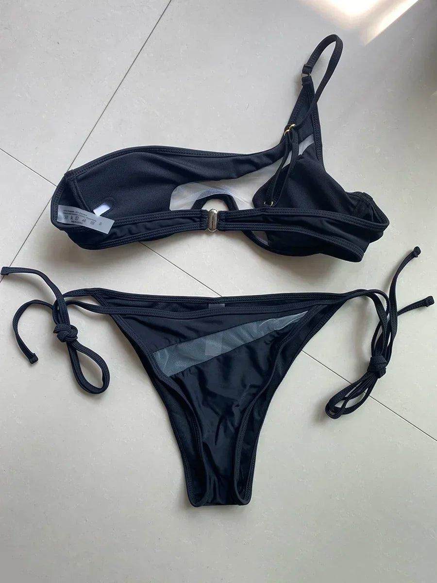 V-Bar Mesh Bikini-Set – asymmetrisch, formend & super modern