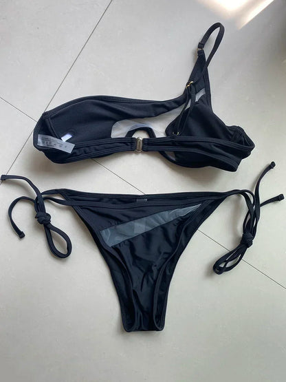 V-Bar Mesh Bikini-Set – asymmetrisch, formend & super modern