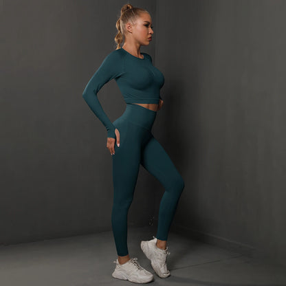 Nahtloses Sport-Set – Crop-Top & High-Waist Leggings für dein perfektes Workout