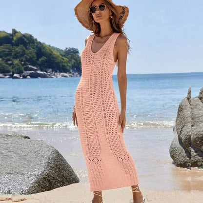 Gehäkelte lange Tunika mit V-Ausschnitt – der stilvolle Cover-Up für den Sommer