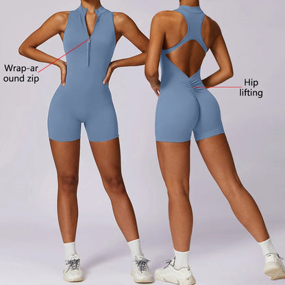 Rückenfreier Kurzer Sport-Jumpsuit – Sexy, Sportlich & Bequem