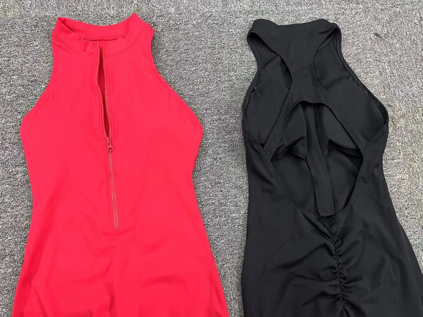 Scrunch Butt Yoga Overall – Ärmelloser Sportanzug mit Reißverschluss & offenem Rücken