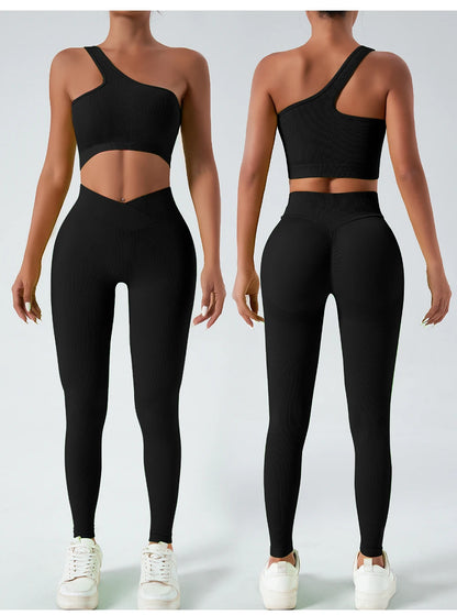 2‑teilige Komfort‑Set: Single‑Strap Yoga‑BH & High‑Waist Shorts