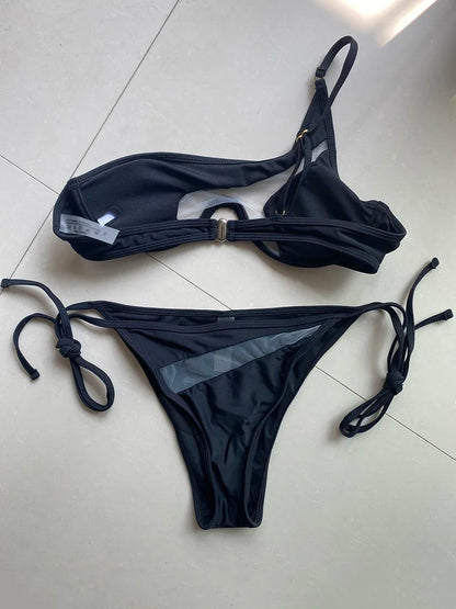 V-Bar Mesh Bikini-Set – asymmetrisch, formend & super modern