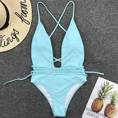 Tiefer V-Ausschnitt Monokini – elegant gewickelt & sexy zugleich