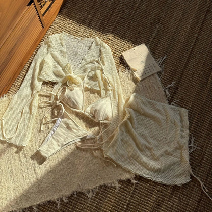 4-teiliges Fishnet Bikini-Set – stylisch, auffällig & perfekt für den Sommer