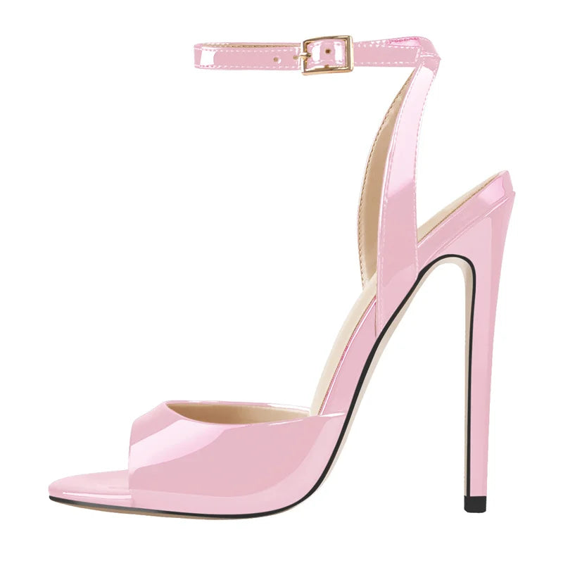 Onlymaker Frauen Gold Peep-Toe High Heels – 12cm Dünne Stiletto Sandalen mit Schnalle