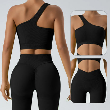 2‑teilige Komfort‑Set: Single‑Strap Yoga‑BH & High‑Waist Shorts