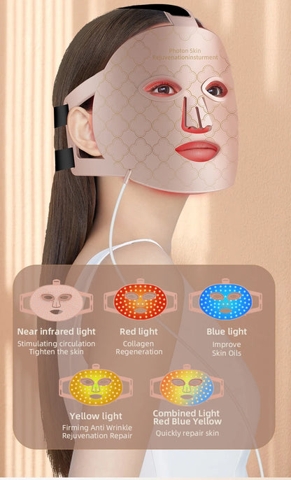 4-in-1 Rote LED-Lichttherapie Maske – Flexible Silikonmaske für Hautverjüngung & Anti-Aging