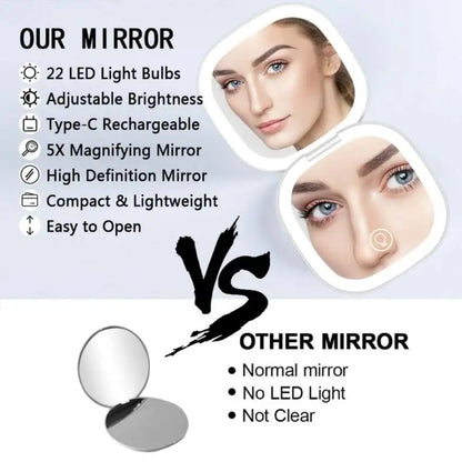 2‑Face Sides Touch Compact LED Spiegel – Dein Mini-Make-up-Wunder für unterwegs! ✨