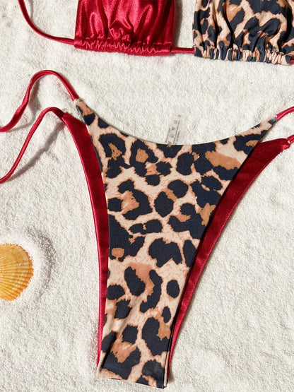 Leopard Satin Bikini-Set – wild, glänzend & ultra feminin