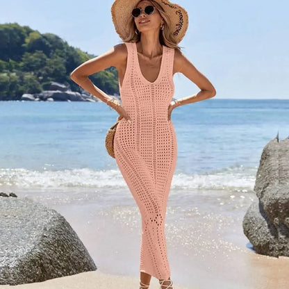 Gehäkelte lange Tunika mit V-Ausschnitt – der stilvolle Cover-Up für den Sommer